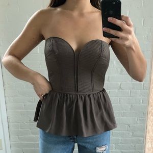 Parker strapless taupe corset top sz M